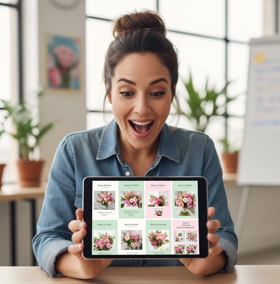 person creating banner ads quickly