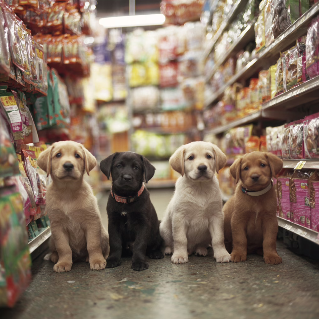 puppies inside a store