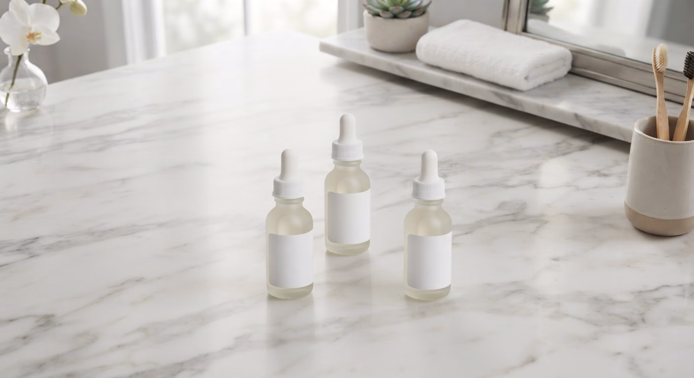 best The Ordinary products by skin type - serums and skincare bottles